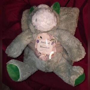 Horse Stuffed Animal And Blanket Gift Set - Pale Sage Green